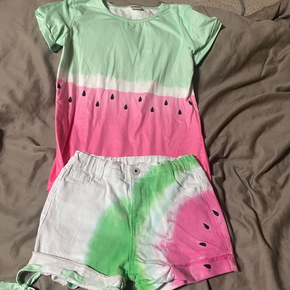 Watermelon Kids Matching Set - Green and Pink